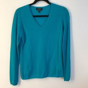 Turquoise Cashmere v neck Sweater